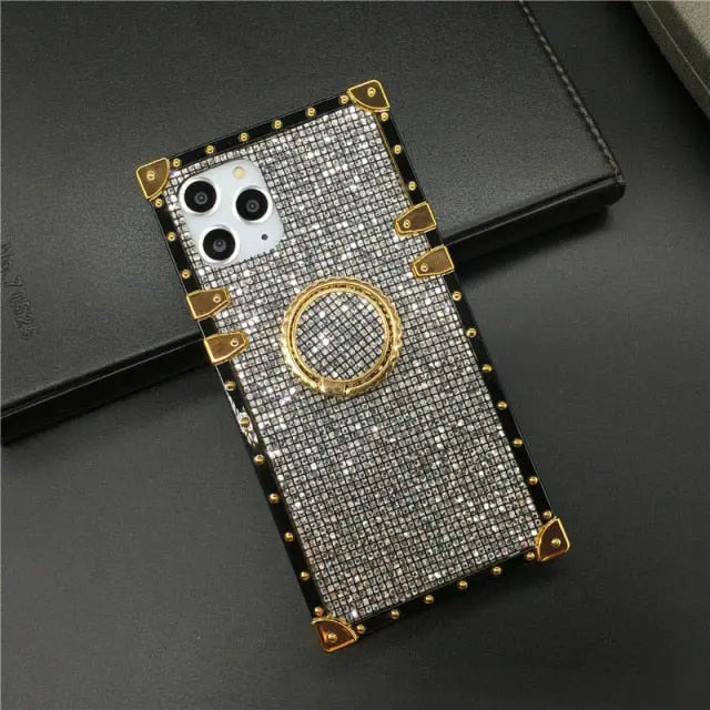 Luxy Bling Back Square Case with/without Ring Holder for iPhone 11/12/13 Series Yesy All Goods