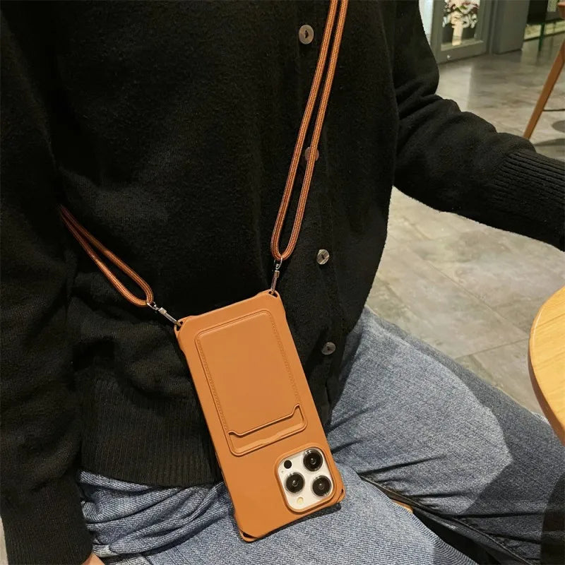 Cross-Body Strap Case with Card Slot for iPhone 14 - 16 Series  iPhone Cases YAG Boutique