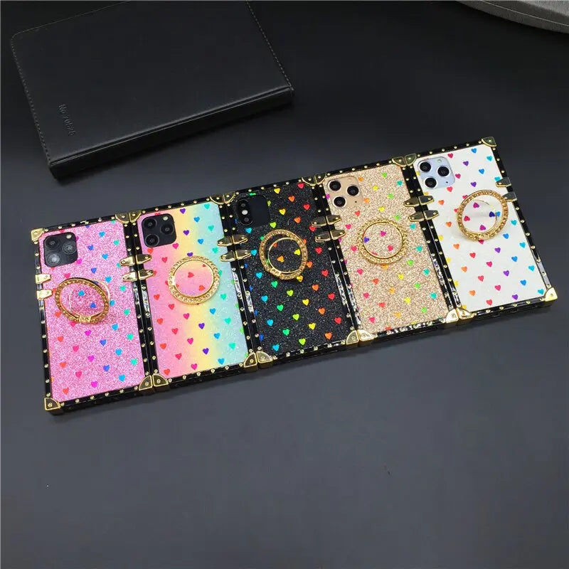 Super Luxury Bling Patterned with Bracket Ring Holder Case for iPhone 11/12 Series Yesy All Goods