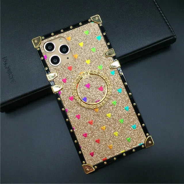 Super Luxury Bling Patterned with Bracket Ring Holder Case for iPhone 11/12 Series Yesy All Goods