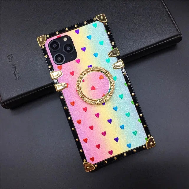 Super Luxury Bling Patterned with Bracket Ring Holder Case for iPhone 11/12 Series Yesy All Goods