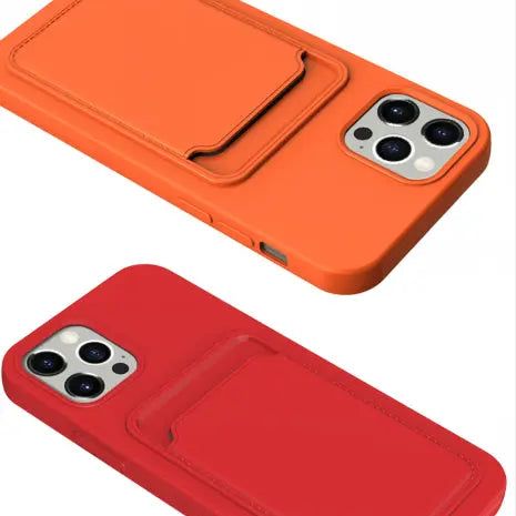 Solid Classic Silicone Case with Card Slot for iPhone 11/12 Series Yesy All Goods