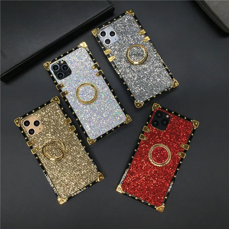 Luxy Bling Back Square Case with/without Ring Holder for iPhone 11/12/13 Series Yesy All Goods