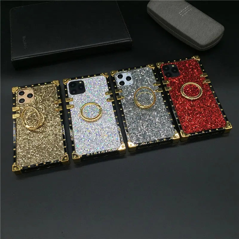 Luxy Bling Back Square Case with/without Ring Holder for iPhone 11/12/13 Series Yesy All Goods