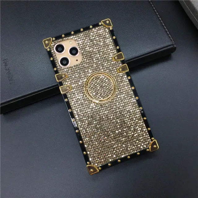 Luxy Bling Back Square Case with/without Ring Holder for iPhone 11/12/13 Series Yesy All Goods