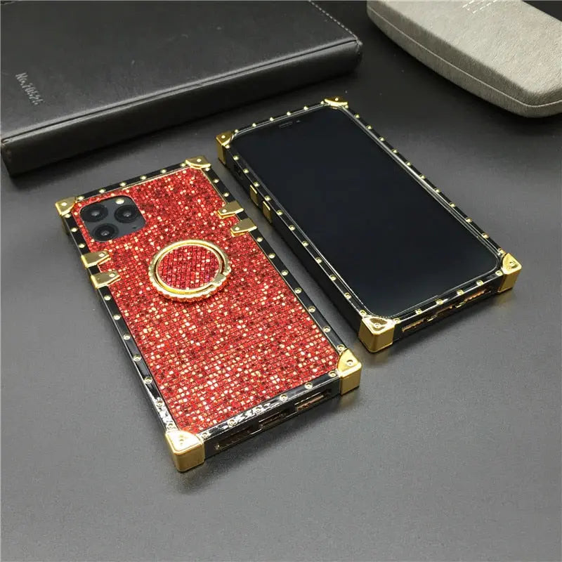 Luxy Bling Back Square Case with/without Ring Holder for iPhone 11/12/13 Series Yesy All Goods