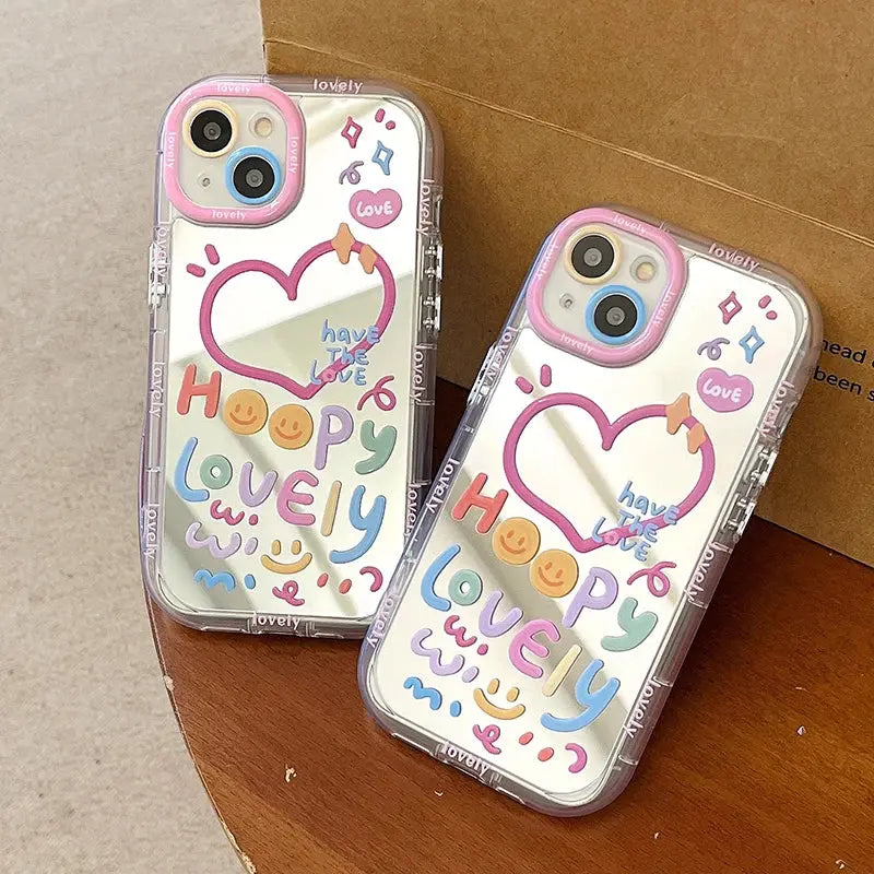 Happy Lovely Mirror Back Case for iPhone 13/14/15 Series - YAG Boutique