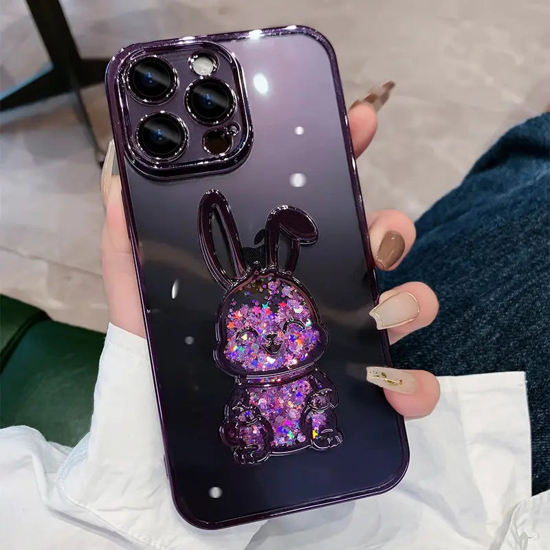 Bunny Moving Glitter Case for iPhone 13/14/15 Series - YAG Boutique