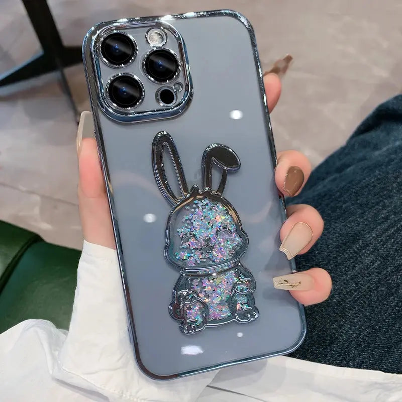 Bunny Moving Glitter Case for iPhone 13/14/15 Series - YAG Boutique