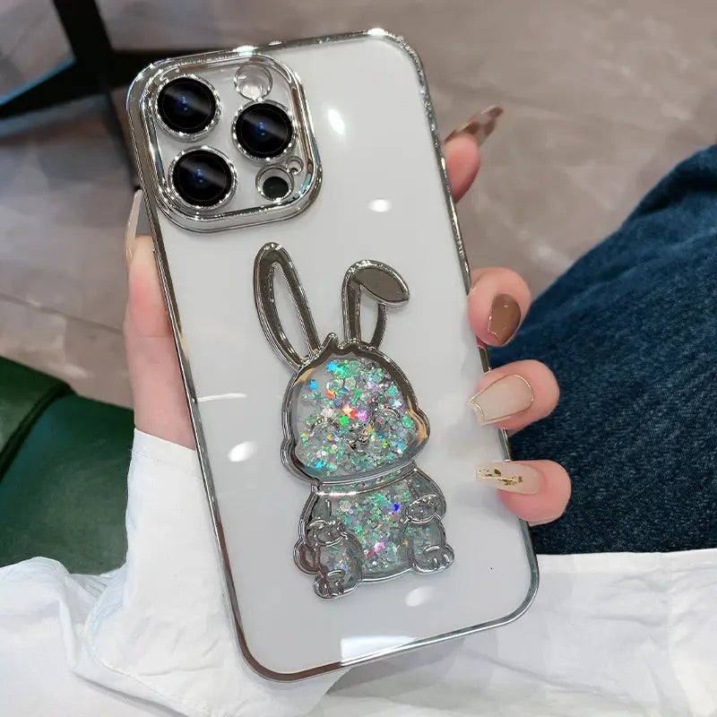 Bunny Moving Glitter Case for iPhone 13/14/15 Series - YAG Boutique