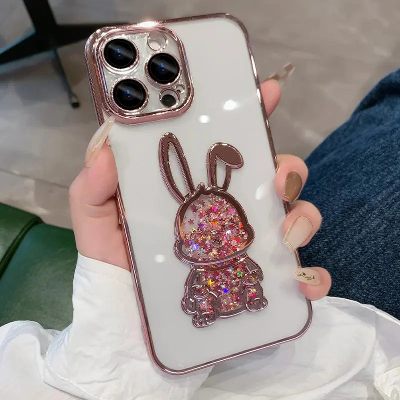 Bunny Moving Glitter Case for iPhone 13/14/15 Series - YAG Boutique