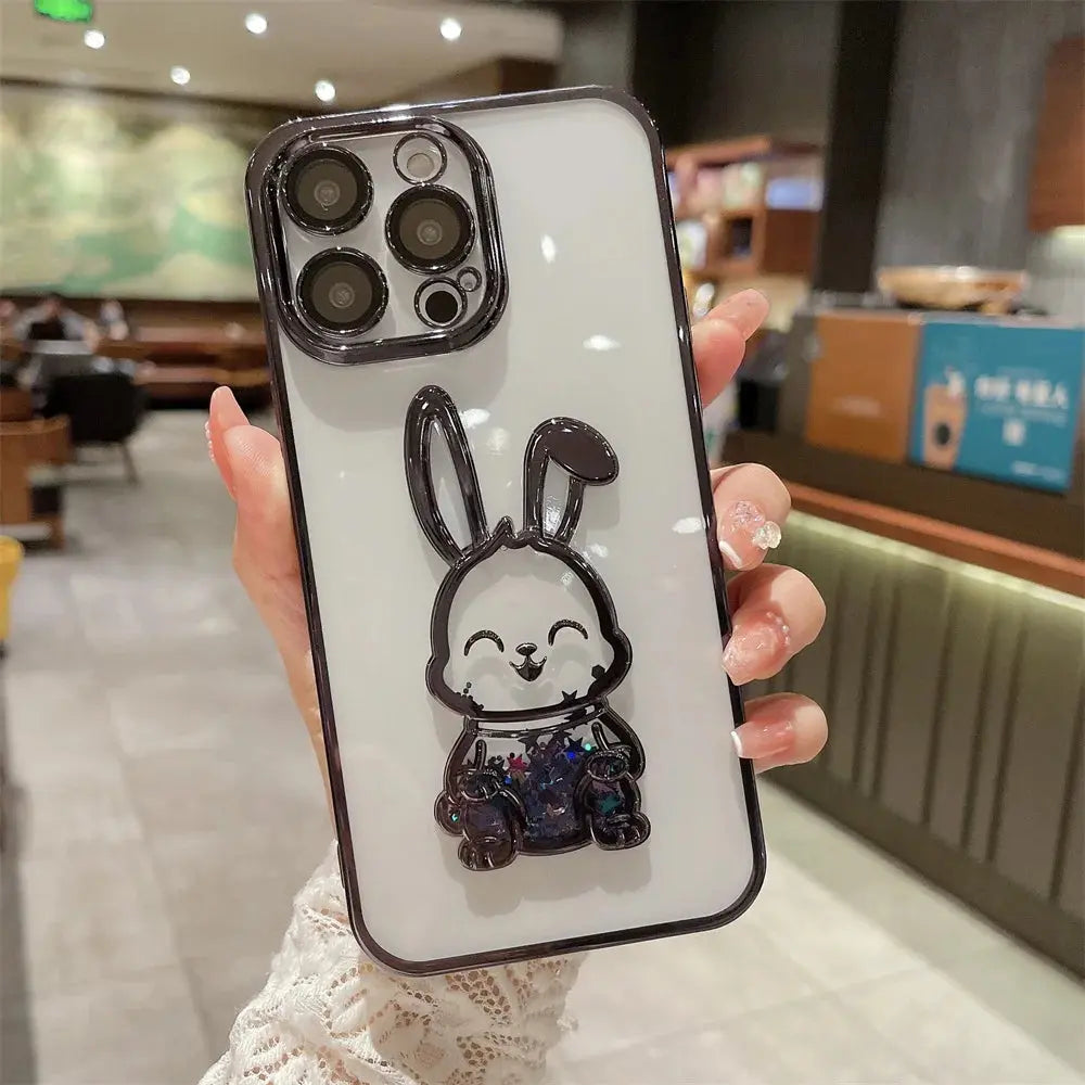 Bunny Moving Glitter Case for iPhone 13/14/15 Series - YAG Boutique