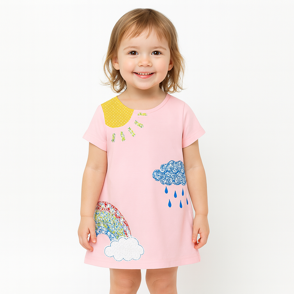 Girls Rainbow & Sunshine Cotton Dress  girls clothing YAG Boutique
