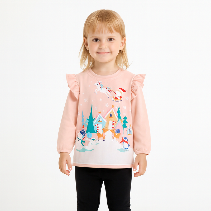 Magical Christmas Village Ruffle Jumper  girls clothing YAG Boutique