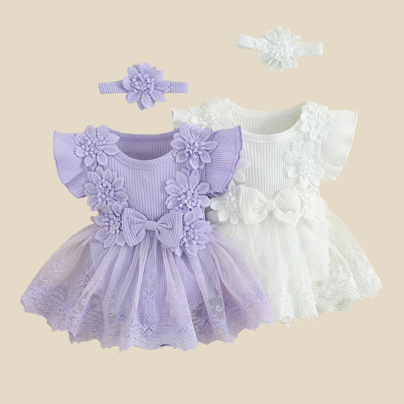 Charming Baby Girls Mesh Dress with Headband  girls clothing YAG Boutique
