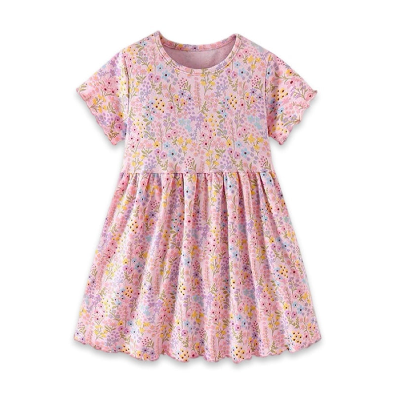 Girls Soft Cotton Floral Print Flutter Sleeve A-Line Smock Dress  girls clothing YAG Boutique