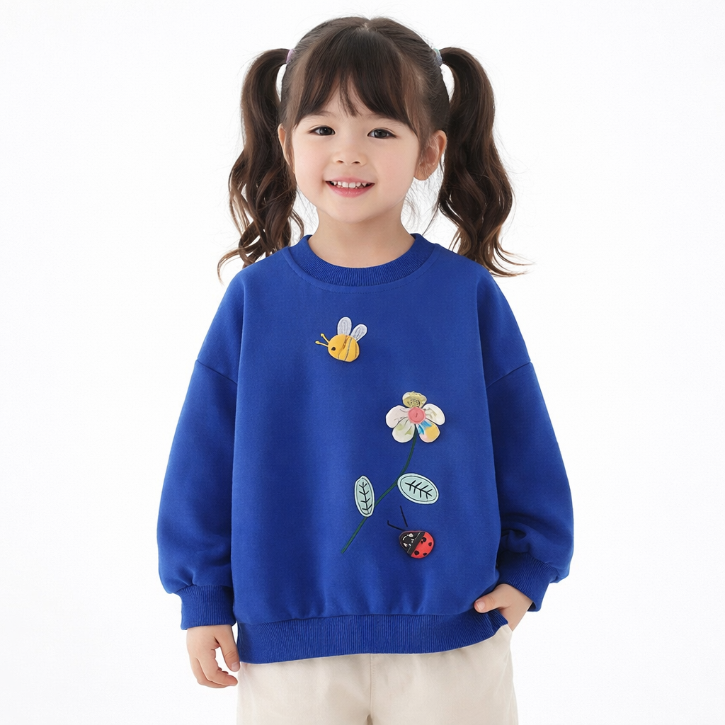 Blue Bee & Ladybug Floral Kids Sweatshirt  kids clothing YAG Boutique