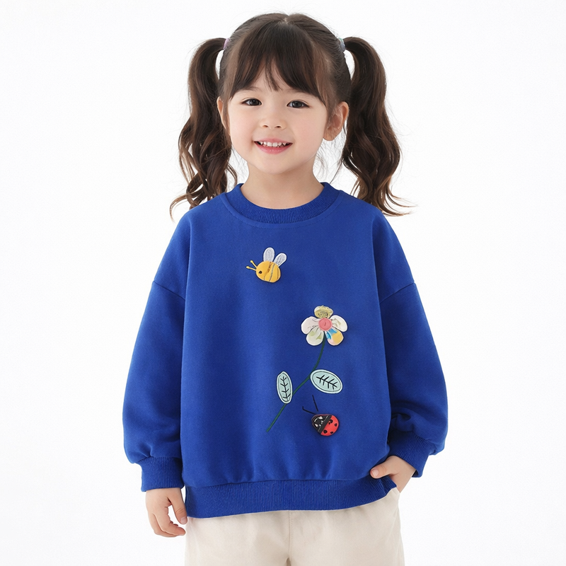 Blue Bee & Ladybug Floral Kids Sweatshirt  kids clothing YAG Boutique
