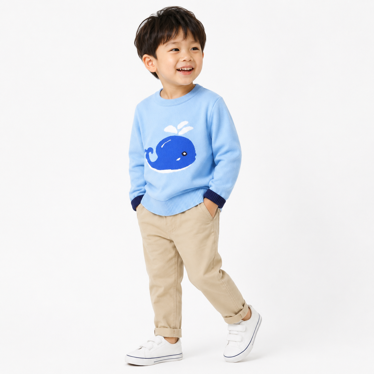 Seaside Blue Whale Knit Jumper  kids clothing YAG Boutique