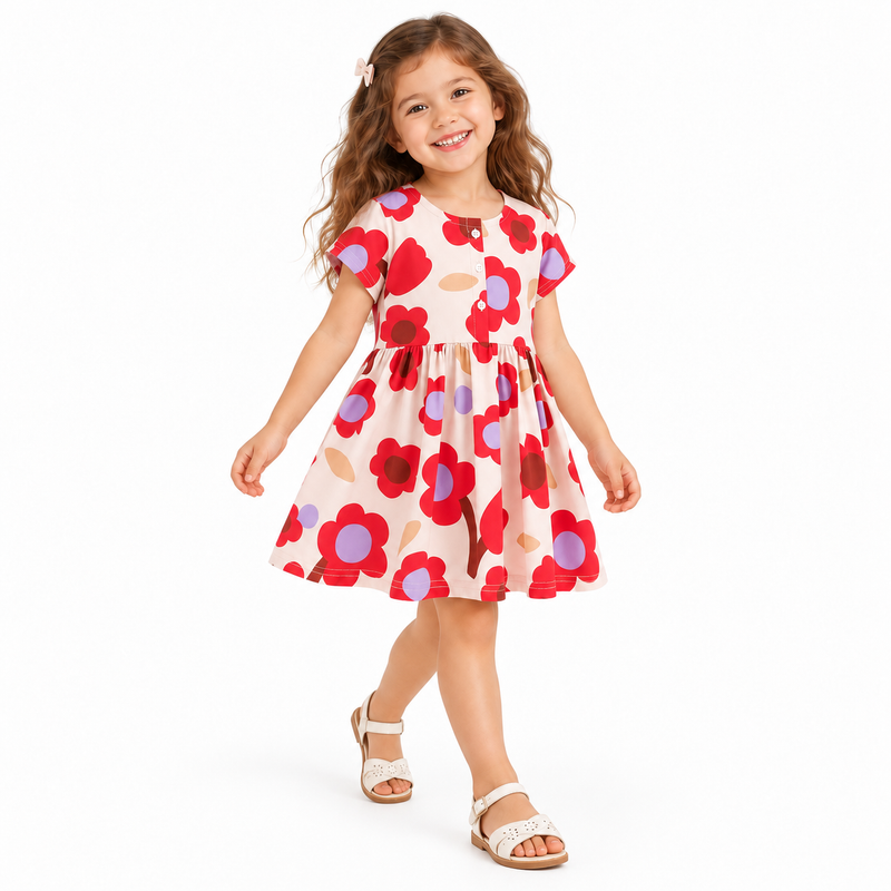 Botanical Bloom Printed A-Line Mini Dress  girls clothing YAG Boutique