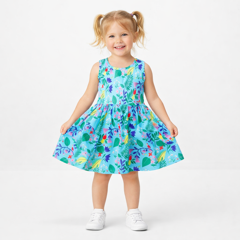 Girls Tropical Garden Sleeveless Dress  girls clothing YAG Boutique