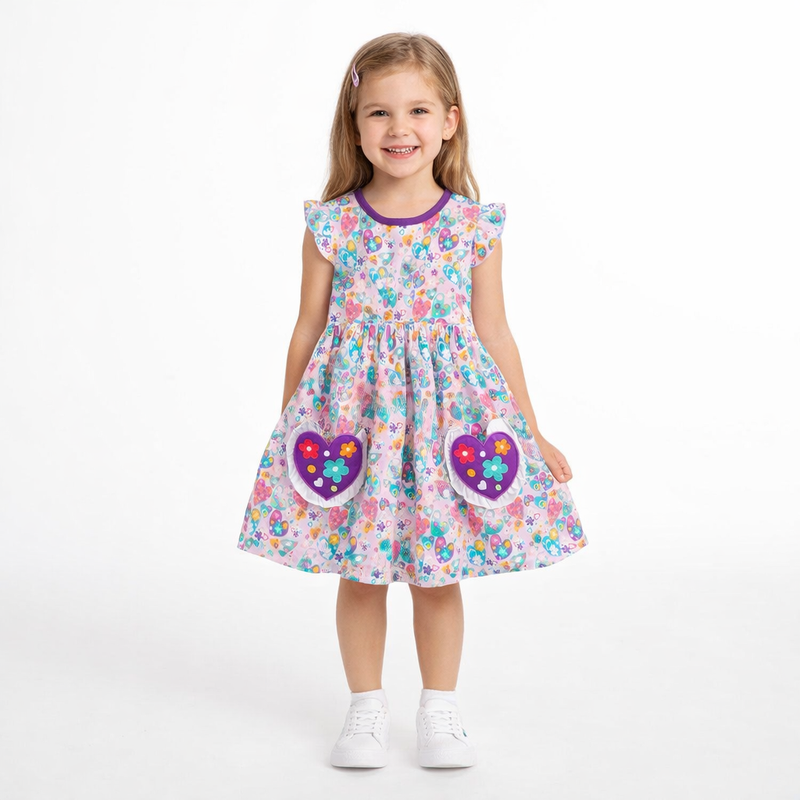 Girls Rainbow Heart Pocket Dress  girls clothing YAG Boutique