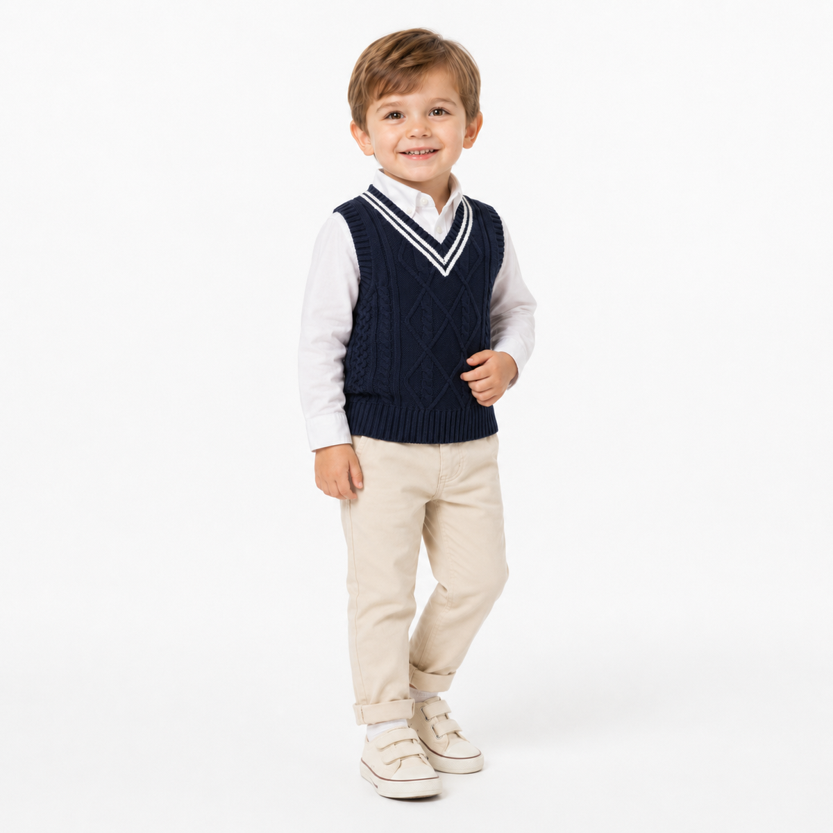 Classic Prep Cable-Knit Sweater Vest  kids clothing YAG Boutique