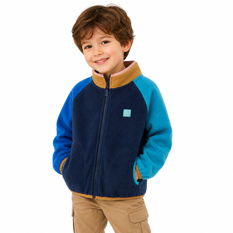 Colour-Block Kids Fleece Jacket  kids clothing YAG Boutique