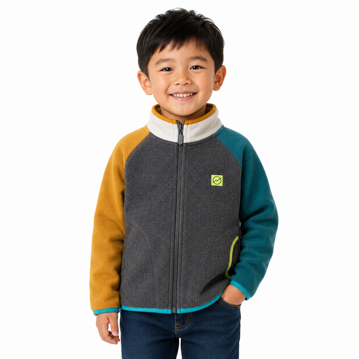 Colour-Block Kids Fleece Jacket  kids clothing YAG Boutique