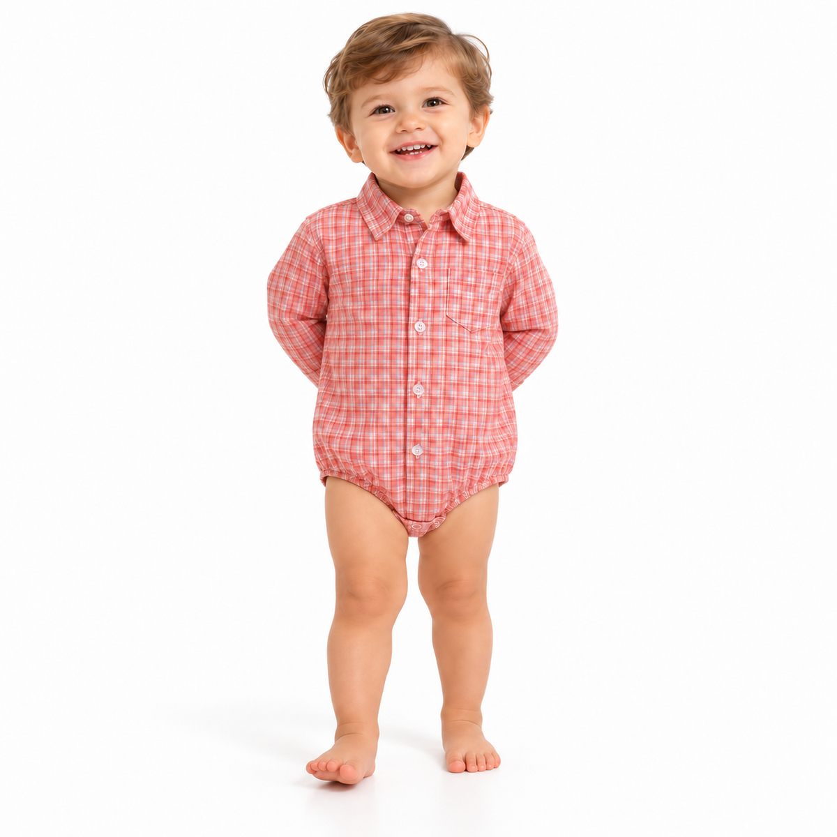 Cotton Plaid Long Sleeve Baby Shirt Romper  kids clothing YAG Boutique