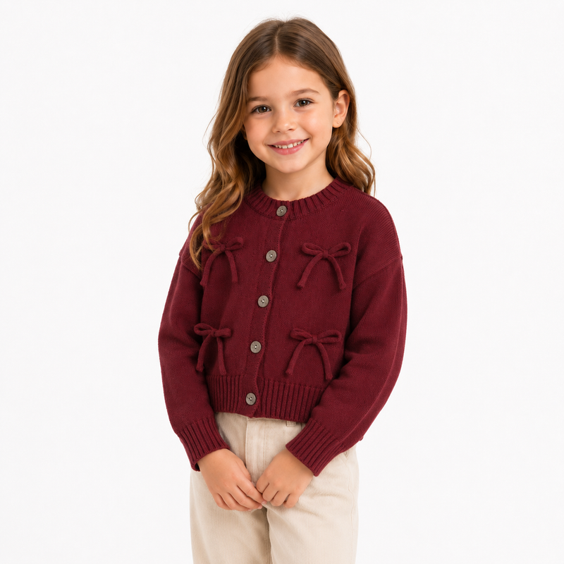 Cozy Knit Bow Cardigan  girls clothing YAG Boutique