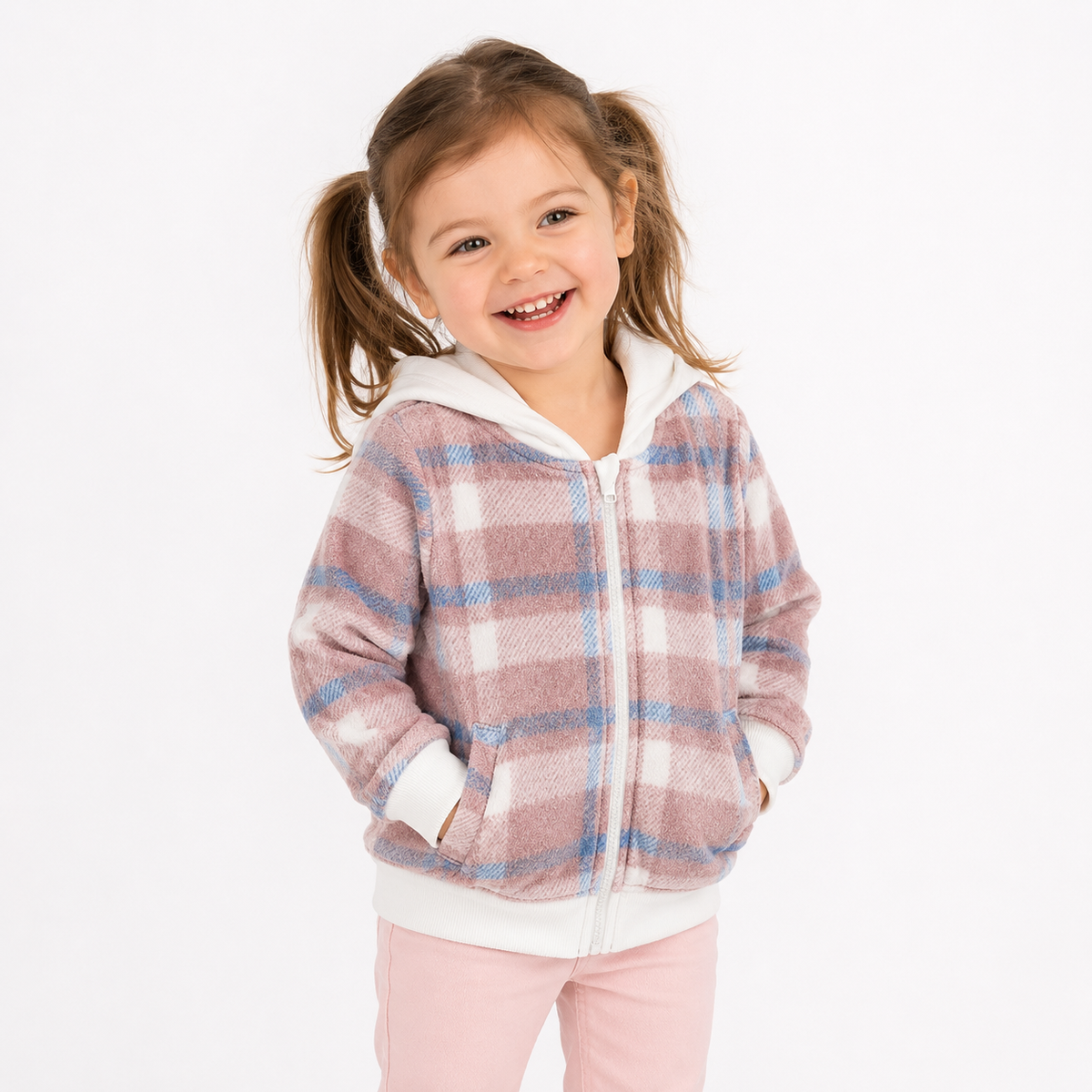 Cozy Plaid Zip-Up Toddler Hoodie Jacket  kids clothing YAG Boutique