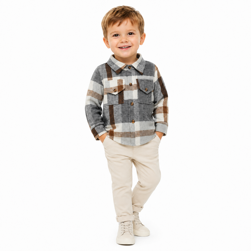 Cozy Toddler & Kids Heavyweight Plaid Flannel Shacket  kids clothing YAG Boutique