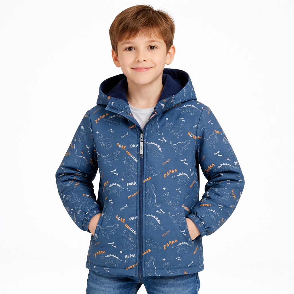 Dinosaur Print Fleece-Lined Raincoat  kids clothing YAG Boutique