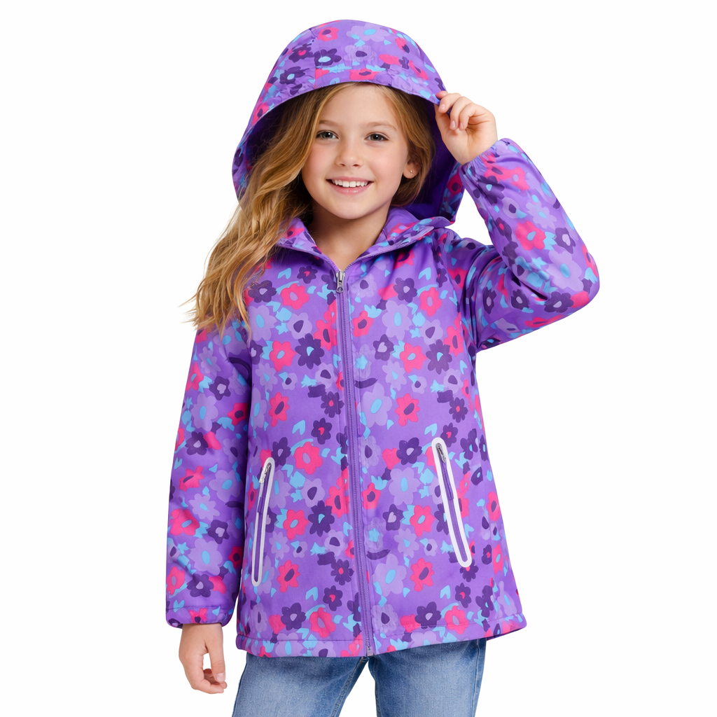 Floral Fleece-Lined Kids Raincoat  girls clothing YAG Boutique