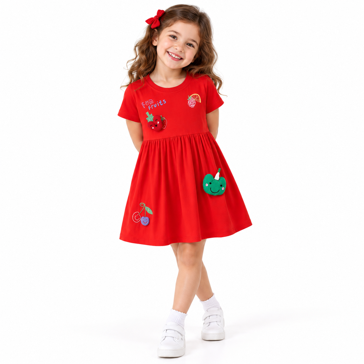 Girls Red Fruit Applique Cotton Summer Dress  girls clothing YAG Boutique