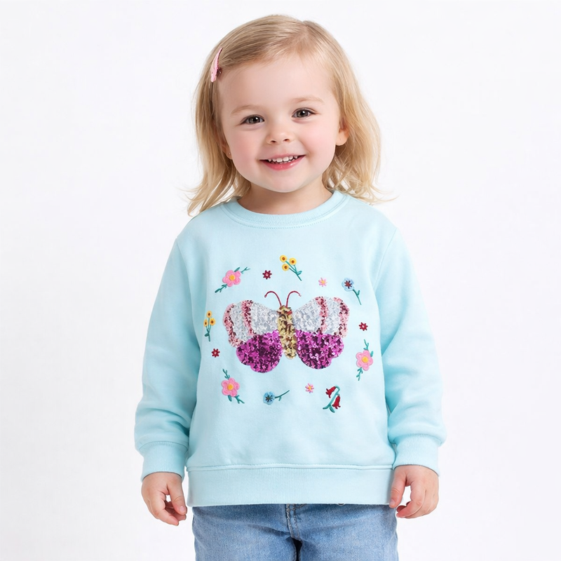 Girls Aqua Butterfly Sequin Jumper  girls clothing YAG Boutique