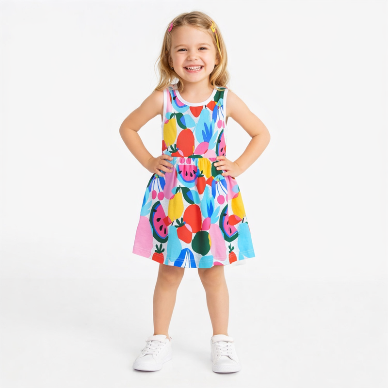 Girls Colourful Fruit Print Summer Dress  girls clothing YAG Boutique