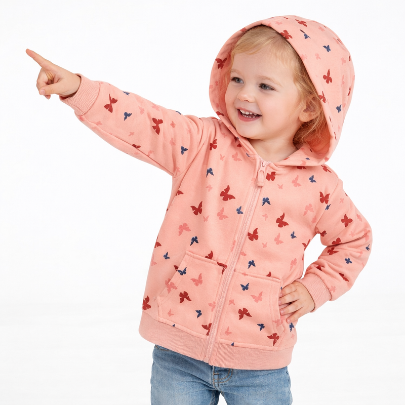Girls Coral Butterfly Zip Hoodie  girls clothing YAG Boutique