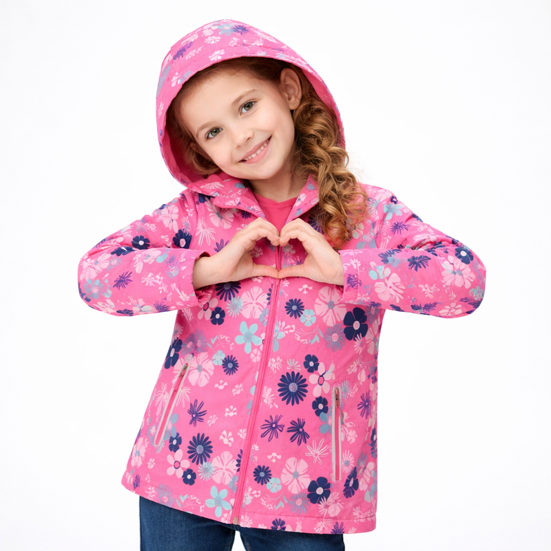 Girls' Floral Fleece-Lined Waterproof Raincoat  girls clothing YAG Boutique