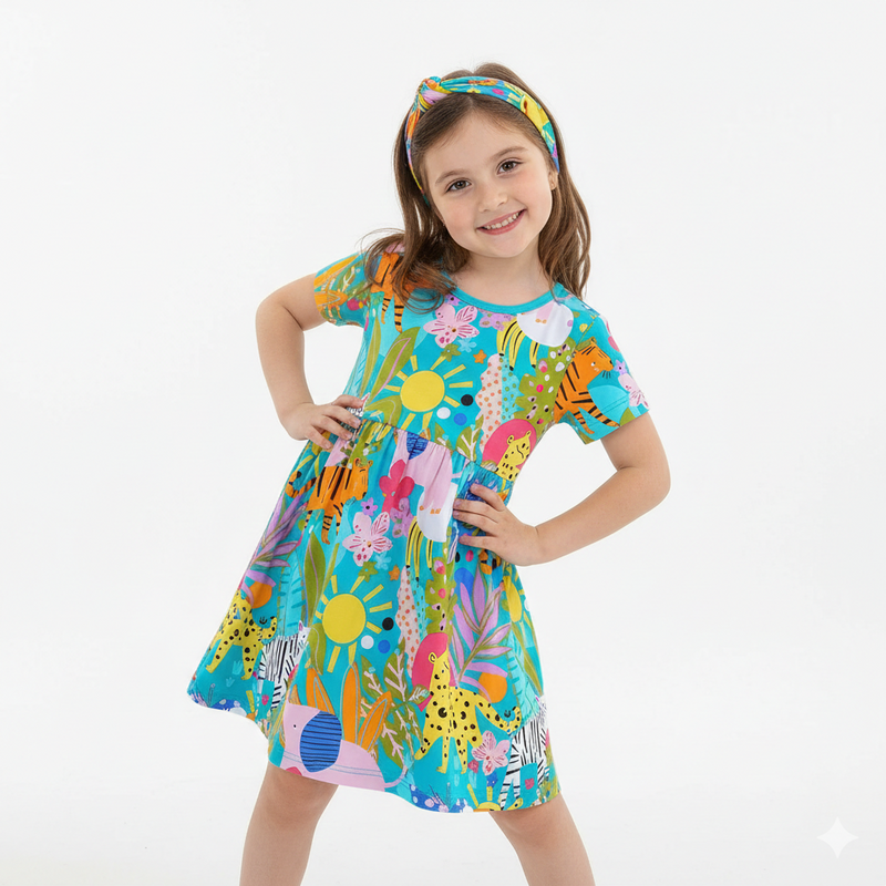 Girls Jungle Safari Animal Print Cotton Dress – Australian Kids Fashion  girls clothing YAG Boutique