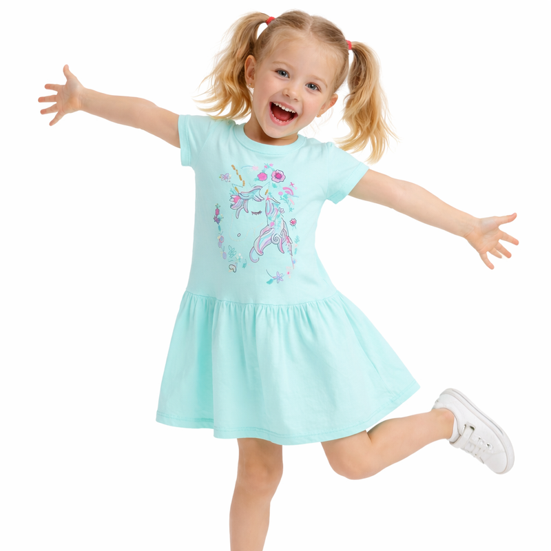 Girls Magical Unicorn Pastel Mint Dress  girls clothing YAG Boutique