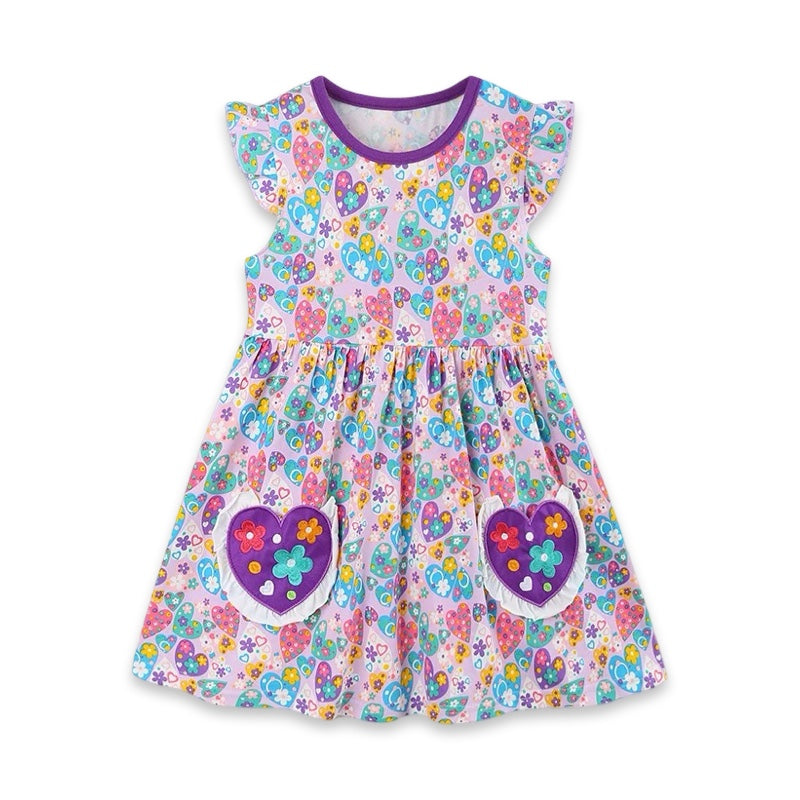 Girls Rainbow Heart Pocket Dress  girls clothing YAG Boutique