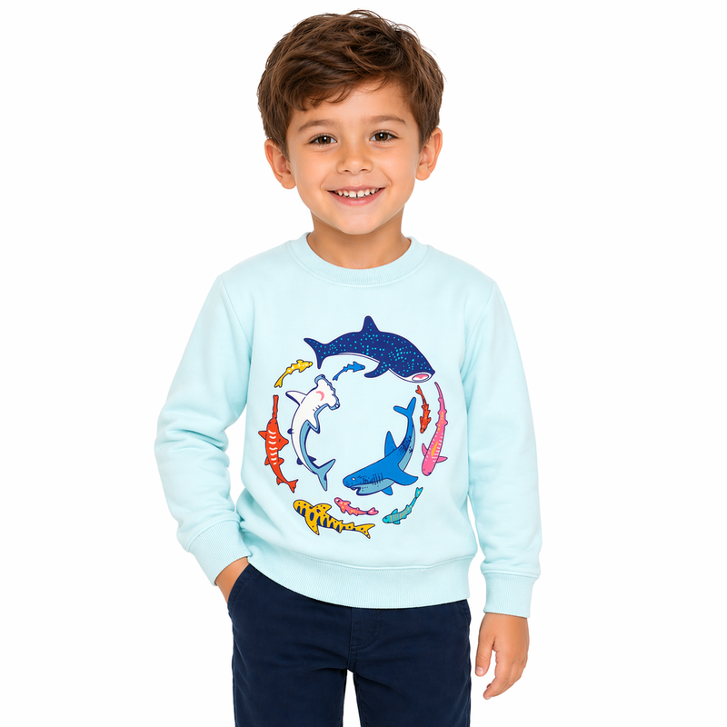 Glow-in-the-Dark Sharks Kids Jumper  kids clothing YAG Boutique