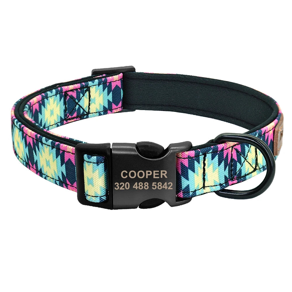 Colourful Printed Customised Dog Collar and Leash  Pet Toys & Accessories YAG Boutique