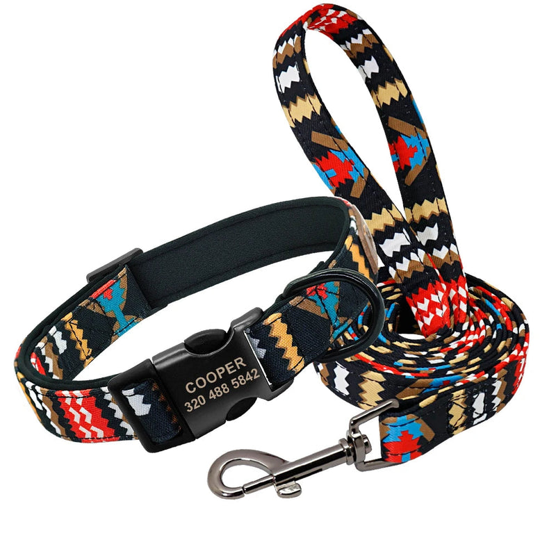 Colourful Printed Customised Dog Collar and Leash  Pet Toys & Accessories YAG Boutique