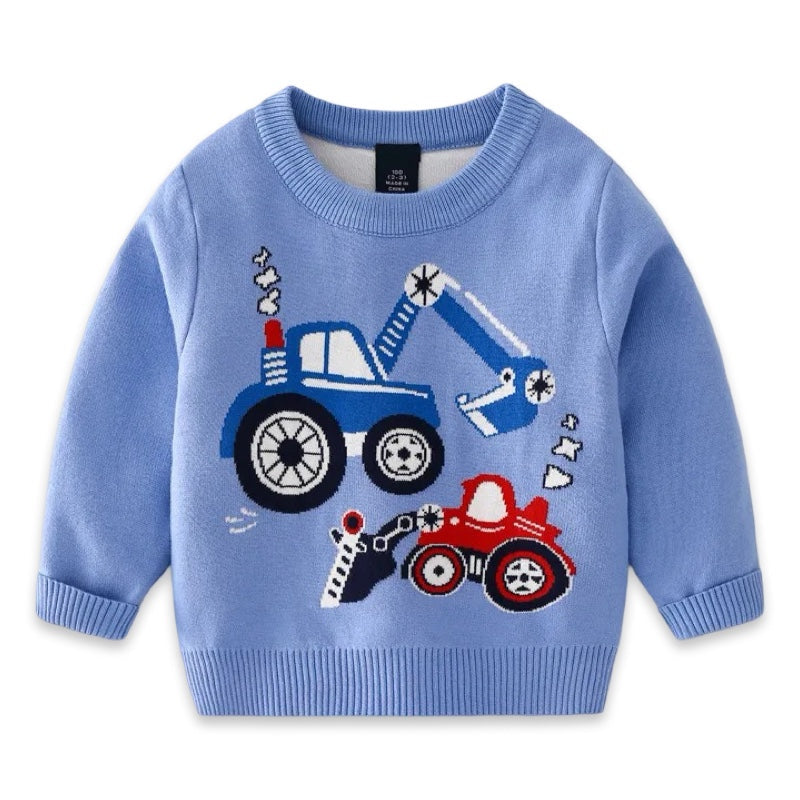 Kids Construction Digger & Tractor Knitted Jumper  kids clothing YAG Boutique