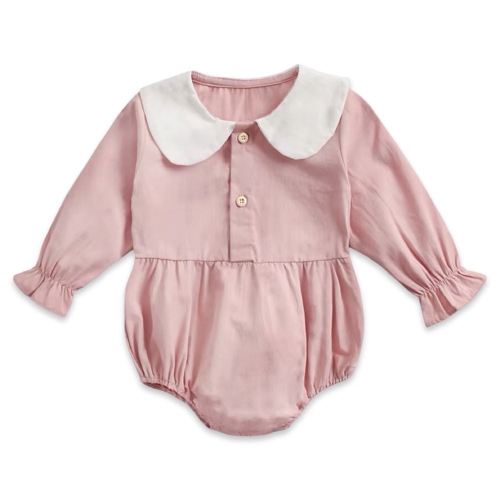 Soft Cotton Long Sleeve Peter Pan Collar Baby Girl Romper  girls clothing YAG Boutique