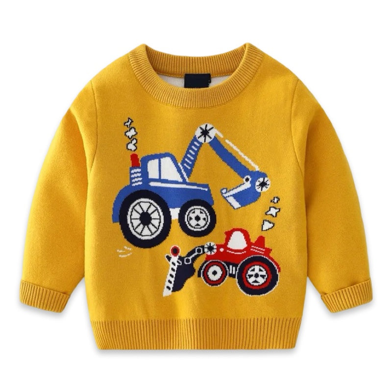 Kids Construction Digger & Tractor Knitted Jumper  kids clothing YAG Boutique