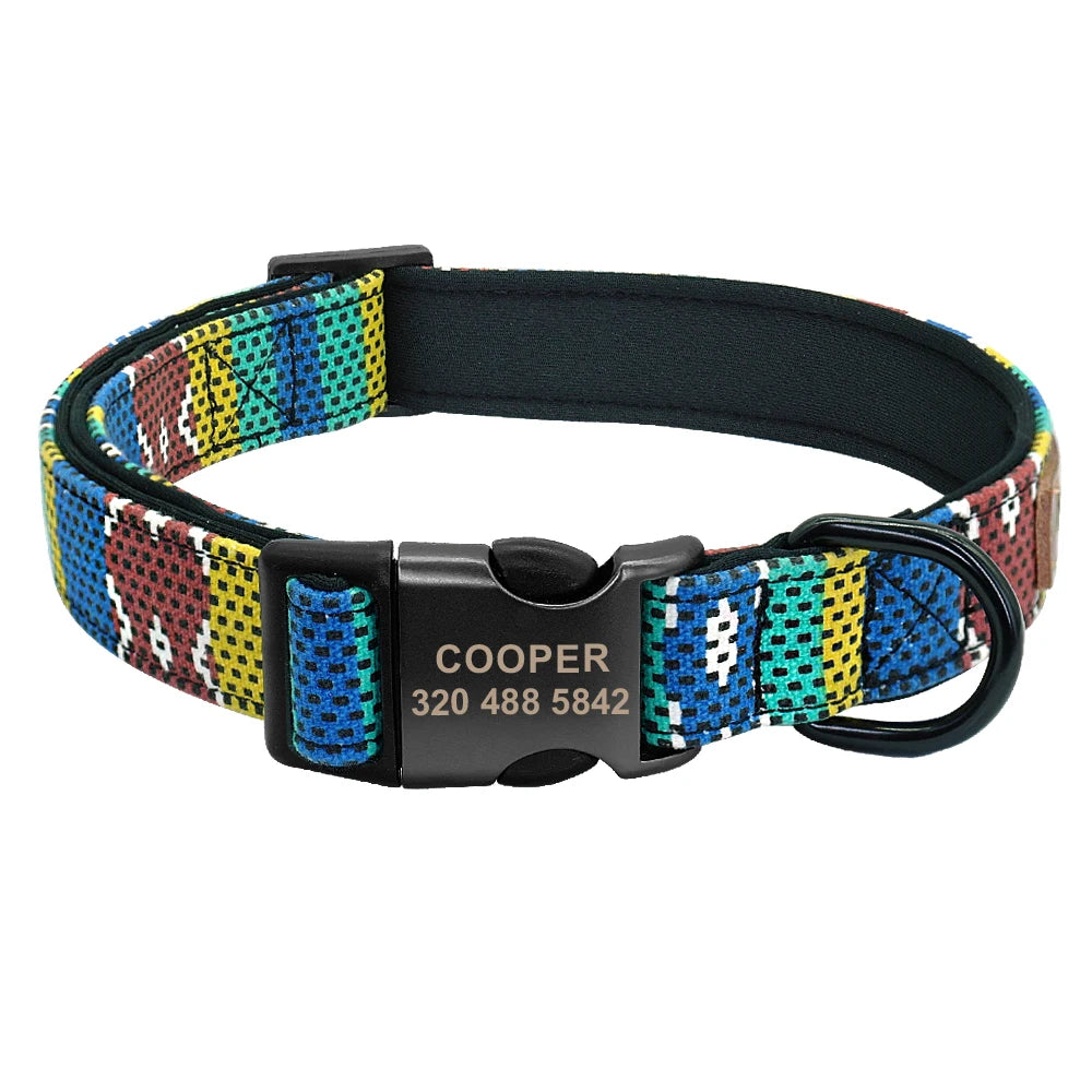 Colourful Printed Customised Dog Collar and Leash  Pet Toys & Accessories YAG Boutique